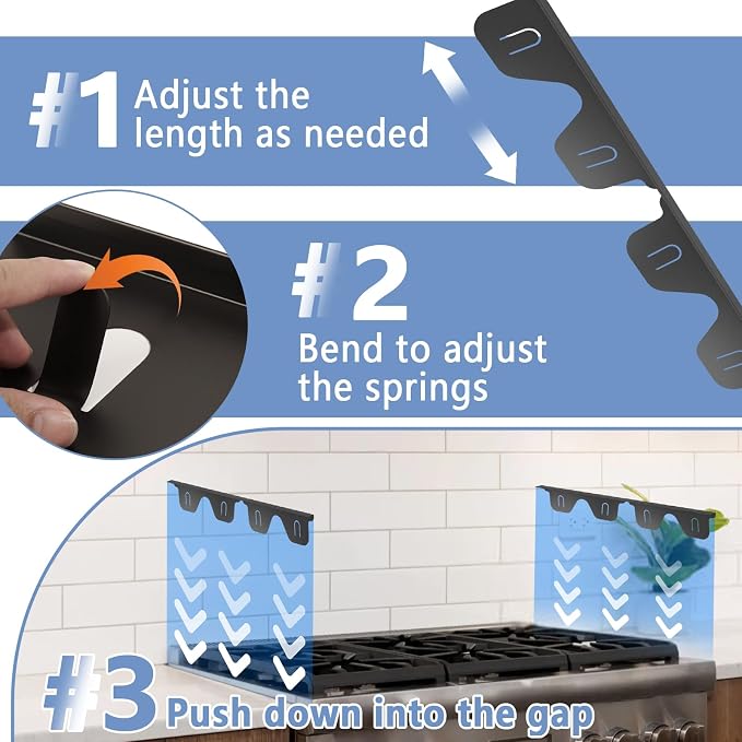 Stove Gap Covers Stainless Steel, 2 Pcs Stove Gap Filler for Counter Side Gap, Retractable Length 13.8" to 27.5"