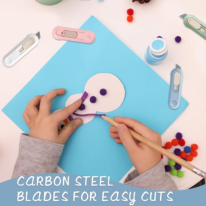 4 PSC Box Cutter,Retractable Box Opener, Package Opener, Easy Slide Retractable Cute Utility Knife For Opening Daily Express Boxes, Envelopes, Packages, Paper tapes and more (4 PSC Box Cutter)