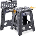 Delxo 16 Inch Folding Step Stool,Foldable Stool for Adults with Safety Lock,Portable Collapsible Plastic Stepstool,Non Slip Folding Stools for Kitchen Bathroom Bedroom Up to 400LBS,(Dark Grey 1PC)