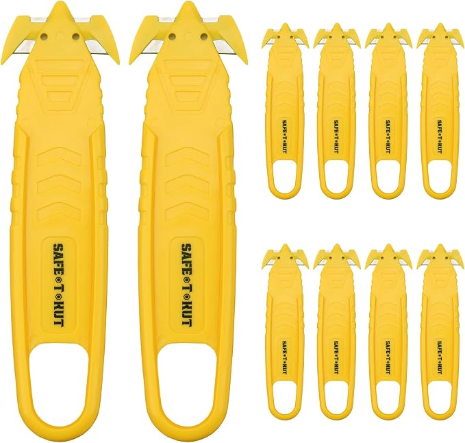 Safe•T•Kut Safety Box Cutter 20 Pack – Enclosed Blade Safe Utility Knife for Opening Boxes, Packaging, Plastic Wrap, Tape & Zip Ties