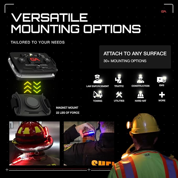 Guardian Angel Elite Series Safety Light, Infrared-Hybrid - White Front & Red Rear - Rechargeable, Magnetic, Hands-Free Wearable LED Flashlight for Law Enforcement, First Responders, & Firefighters
