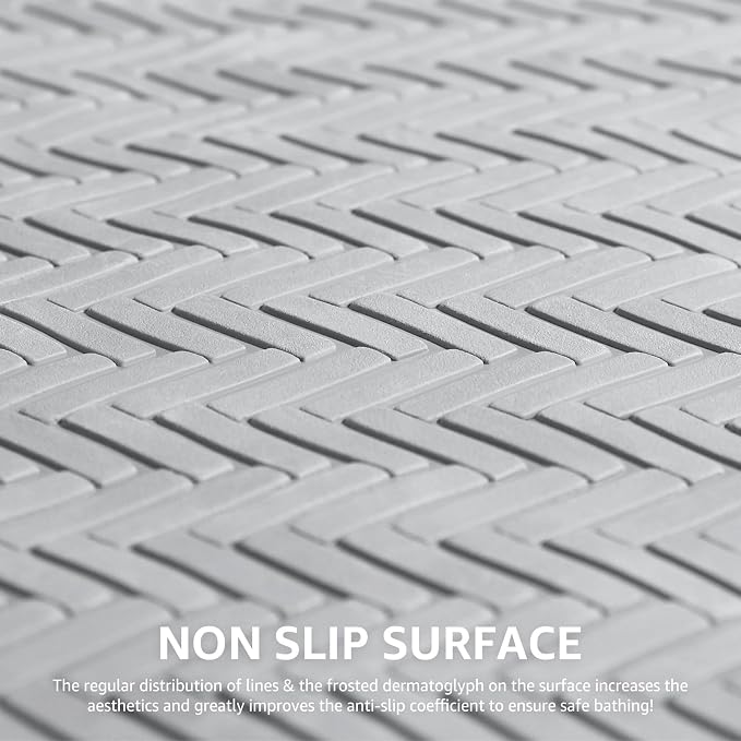 OTHWAY Bathtub Mat Non Slip, Extra Long Rubber Bath Mat for Tub, Machine Washable Shower Anti Slip Mat with 332 Strong Suction Cups (A Little Grey, 36" x 17")
