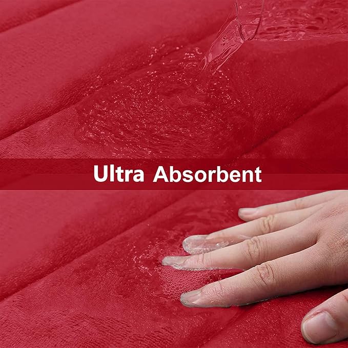 Buganda Memory Foam Bath Mat, 44" x 24", Ultra Soft and Non-Slip Bathroom Rugs, Water Absorbent and Machine Washable Bath Rug Runner for Bathroom, Shower, and Tub, Red