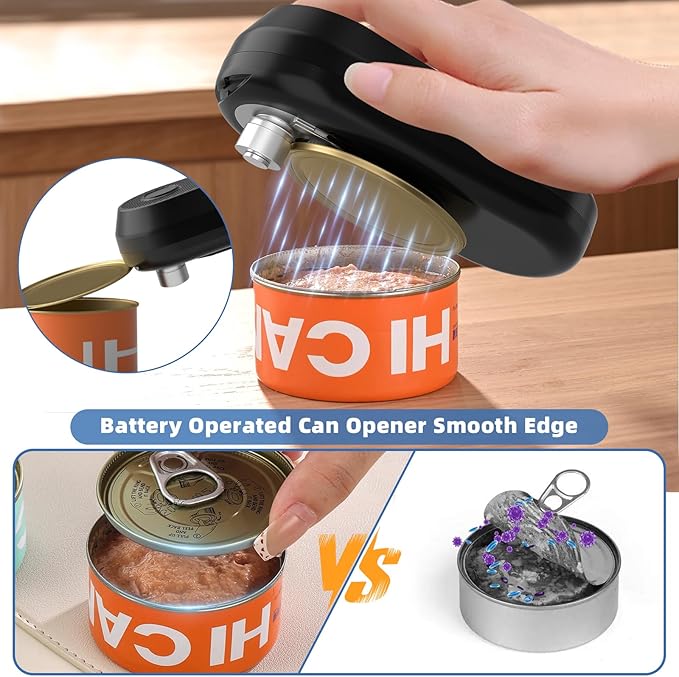 Electric Can Opener, Rechargeable Can Openers for Seniors & Arthritis, One-Touch Automatic Can Opener, Hands-Free, Smooth Edge, Compact, Kitchen Gadgets