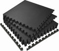SUPERJARE 0.56'' Thick 6 Pcs 24 Sq Ft Rubber Top Exercise Equipment Mats, High Density EVA Foam Mats with Rubber Top, Interlocking Gym Flooring for Home Gym, Protective Workout Mat, Black