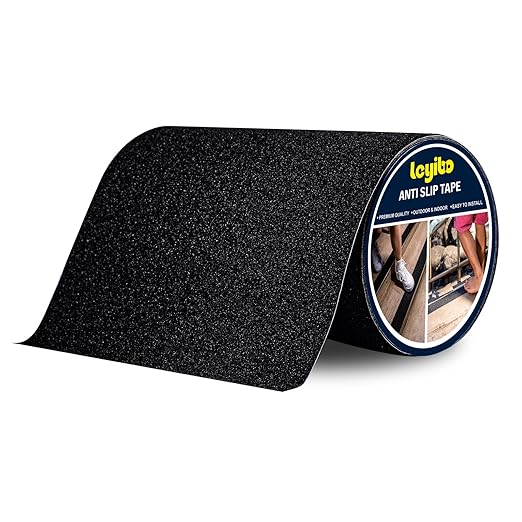 Anti Slip Tape, 8 Inch x 16 Ft Grip Tape for Stairs Outdoor/Indoor, Waterproof Non Skid Roll for Stair Treads Non Slip, High Traction Friction Abrasive Adhesive Stair Steps - Black