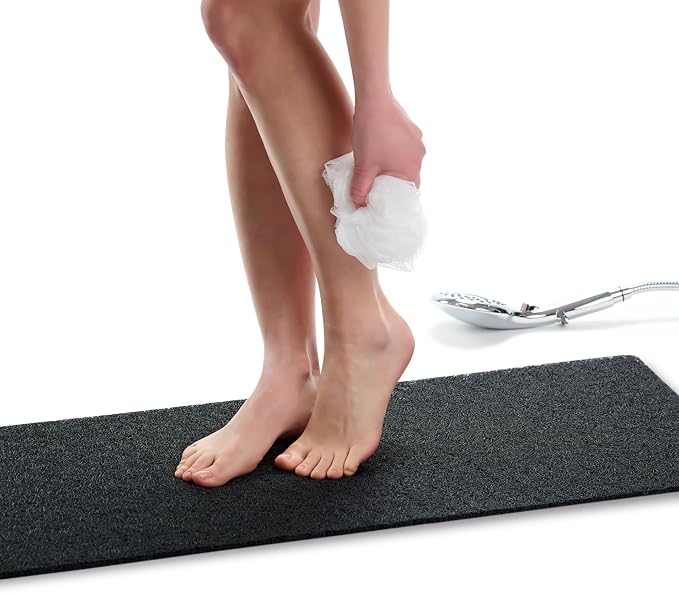 Non Slip Bathtub Mat Shower Mat for Tub - Loofah Bath Mats for Bathroom - 40x16 Bathtub Floor Mat - Textured Anti Slip Bath Mat Without Suction Cups - Secure Mat for Wet Areas (40x16 Black)