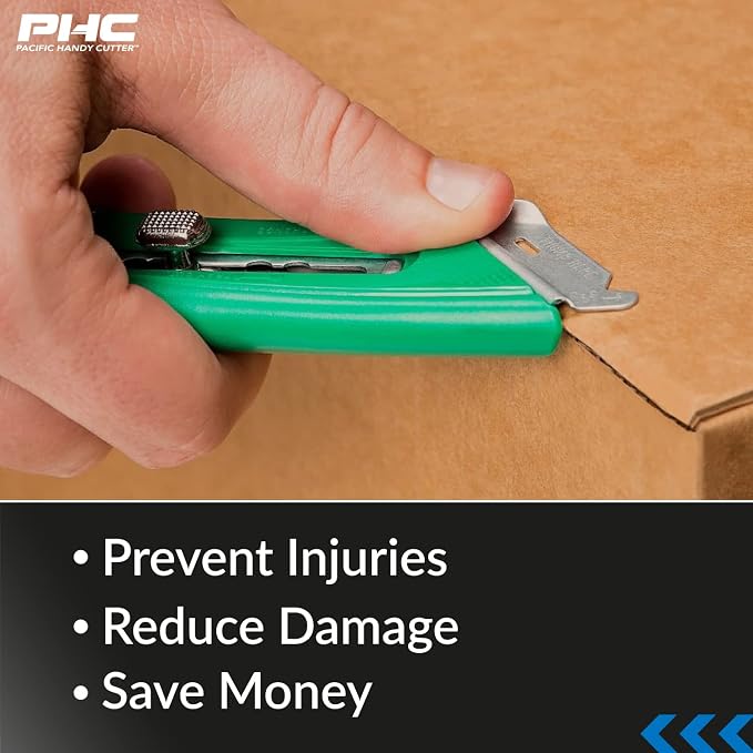 Pacific Handy Cutter S4L Safety Cutter, Retractable Utility Knife with an Ergonomical Design, Bladeless Tape Splitter, Steel Guard for Safety and Damage Protection, Warehouse and In-Store Cutting