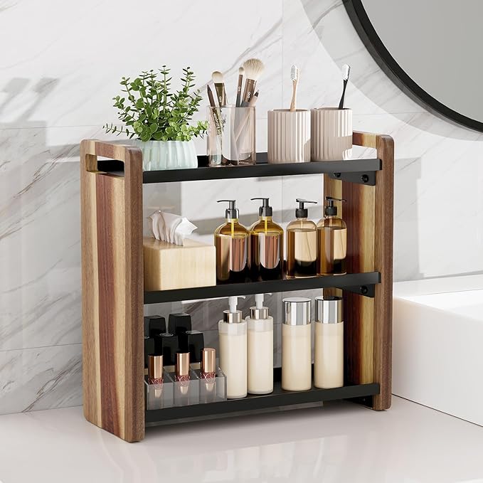 Bathroom Counter Organizer,Bathroom Counter Shelf,Bathroom Organizers,Under Sink Organizer,Cologne Organizer For Men,Cologne Cabinet,Father Day Gift for Dad(Acacia 3 Tier)