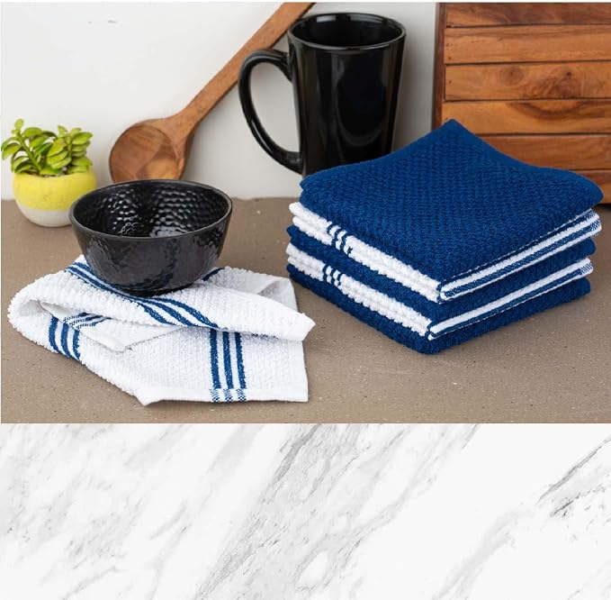 LANE LINEN Tea Towels - 16 Pc Set with Silicone Oven Mitts and Pot Holders, Cotton Kitchen Towels, Absorbent Dish and Hand Towels - Indigo