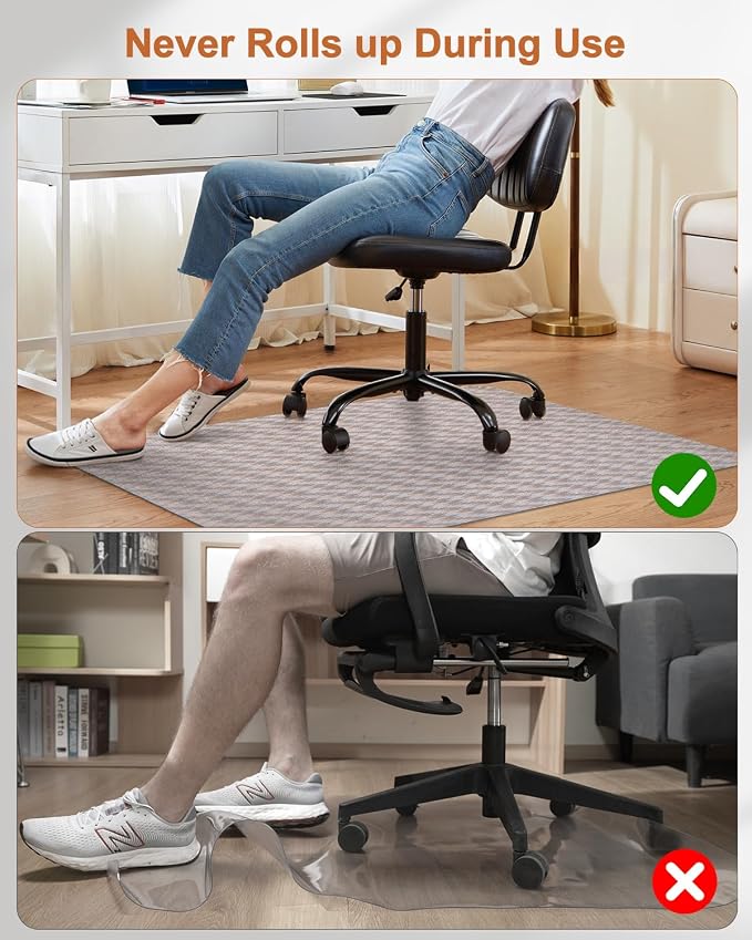 Blvornl Office Chair Mat for Hardwood Floor, Rolling Chair Chair Mat for Hard Wood, Large Anti-Slip Hard Floor Protector, Heavy Duty Computer Desk Rug for Office and Home 35.4"*47.2"