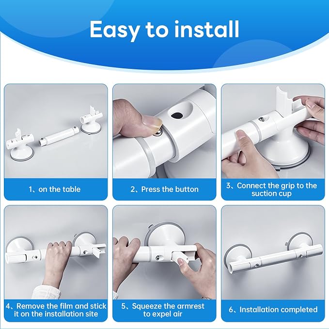 Collectible Trading Card Cases (Shower Grab bar_A) DOZAWA 2 Pack Suction Grab Bars No-Drill Handles for Elderly, Large Bathroom Safety Bars, Removable Balance Assist Bar for Those in Need