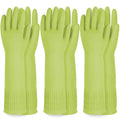 DABOGOSA Reusable Waterproof Household Dishwashing Cleaning Rubber Gloves, Non-Slip Kitchen Glove (Green, Large (Pack of 3))