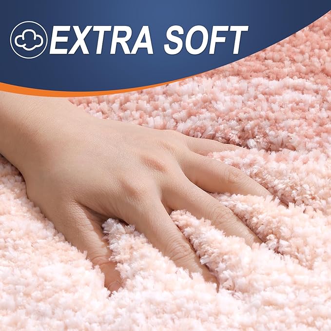 OLANLY Large Bathroom Rugs Mat 45x27, Extra Soft Absorbent Microfiber Bath Rugs, Rubber Backing, Quick Dry, Machine Washable Bath Mats for Bathroom Floor, Tub and Shower, Home Decor Accessories, Peach