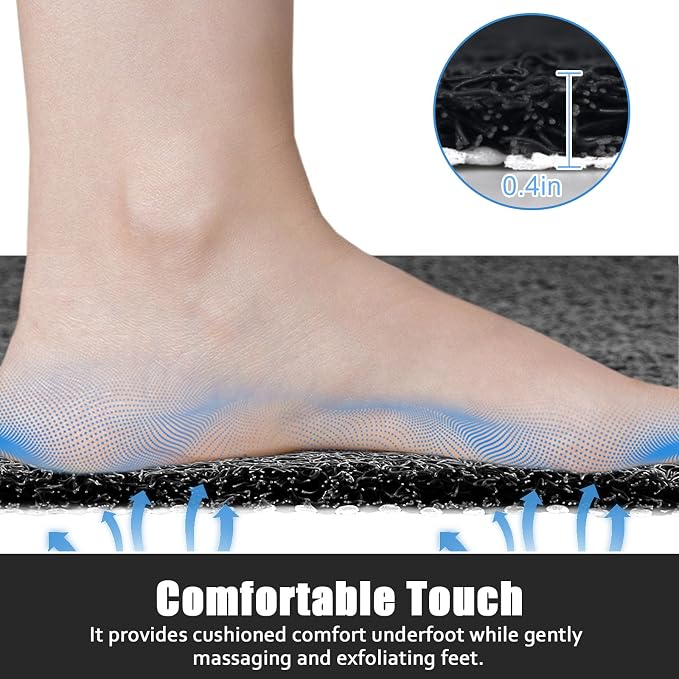 ZOESOE Shower Mat Non Slip: 24x36 Inch Large Shower Mats for Inside Shower with Drain Hole in Center, Super Soft PVC Loofah Massage Shower Stall Mat, Anti Slip Shower Floor Mat, Quick Drying