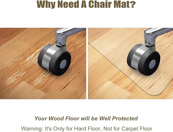 Azadx Office Chair Mat for Hardwood Floor 30 x 48'', Small Chair Mats Clear Easy Glide on Hard Floors, Rolling Chair Mat Plastic Mat Under Desk Chair, 2PCS