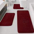 HUXMEYSON Bathroom Rugs Sets 3 Piece, Non-Slip & Quick Dry Bath Mat Set, Ultra Soft Velvet Bath Rugs for Bathroom, Toilet and Shower Floor, Red