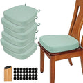 BUYUE Thickened 2.5" Dining Chair Cushions Set of 6, U-Shape High Density Foam Comfortable Chair Pads for Kitchen, Slip Resistant Indoor Seat Cushions (6 PCS, Light Green)