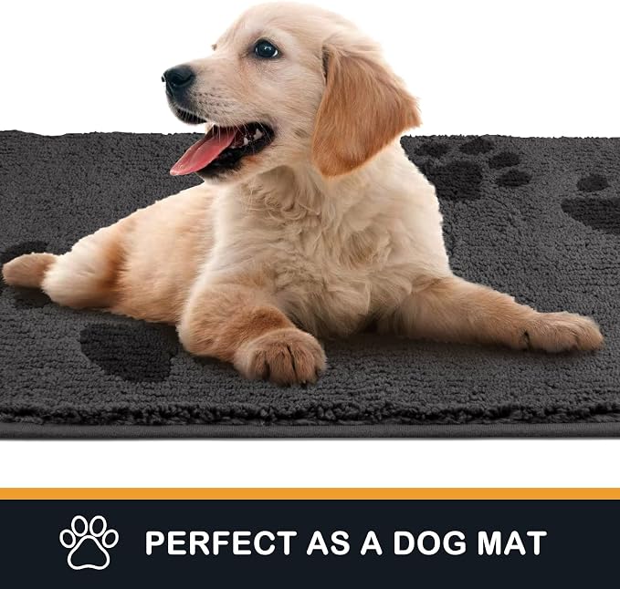 PURRUGS Dirt Trapping Door Mat 20" x 31.5", Non-Skid/Slip Machine Washable Microfiber Entrance Rug, Shoes Scraper, Dog Doormat, Super Absorbent Floor Mat for Muddy Wet Shoes and Paws, Grey