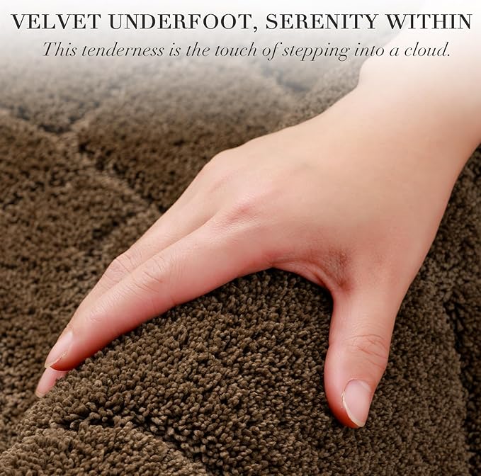 BSICPRO Large Bathroom Rugs Runner, 22x47 Inches Long Bath Mats Non Slip, Soft Absorbent and Quick Dry Microfiber Bath Rugs for Bathroom Decor, Machine Washable (Brown)