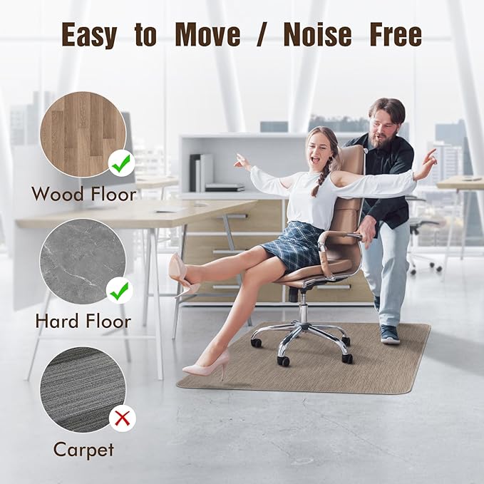 Blvornl Office Chair Mat for Hardwood Floor, 36" x 48" Desk Chair Mat for Hard Wood and Tile Floor, Large Anti-Slip Hard Floor Protector Rolling Chair Mat, PVC Mat Desk Rug for Office Home, Dark Brown