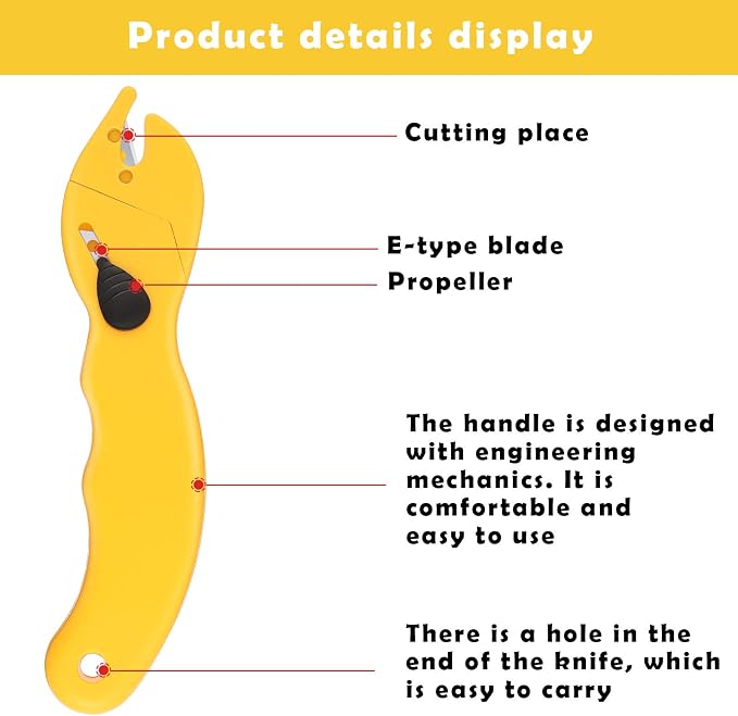 Dual Blade Universal Package Opener with 10 Pcs Stainless Steel Blade Replacement, Safety Box Cutter Utility Knife Set for Tape Splitter, Cartons, Cardboard, Wrap