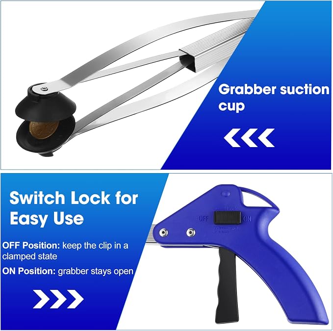 Meanplan 12 Pieces Suction Cup Reacher Grabber Tool 32 Inch Long Handle Trash Picker Grabber Pick up Grab Tool Pickup Arm Extender for Elderly Outdoor Garden Yard