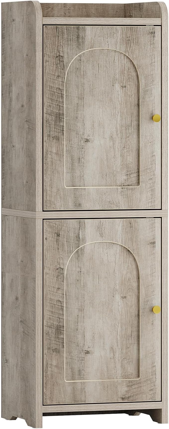 Hzuaneri Bathroom Storage Cabinet, Small Corner Floor Cabinet with 2 Doors and Adjustable Shelf, Narrow Toilet Paper Cabinets, Bathroom Organizer for Small Spaces, 7.9" D x 9.8" W x 29.5" H Greige