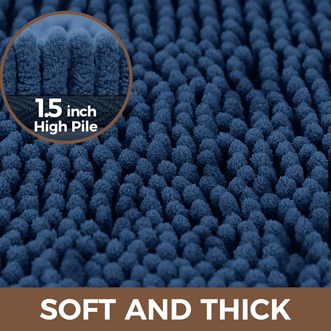 Bcoimo Bathroom Rug Set, Chenille Bathroom Rugs, Absorbent Non Slip Plush Bath Mats, Machine Washable Fast Drying Floor Mats for Tub, Shower, Sink, Vanity