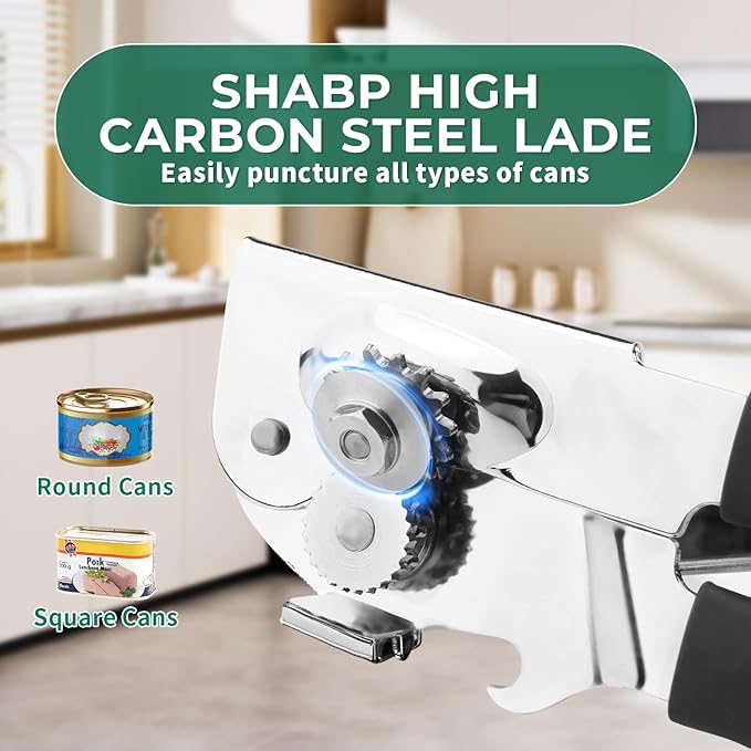 Manual Can Opener Heavy Duty Stainless Steel Commercial Can Opener Handheld Smooth Edge for Seniors for Kitchen Restaurant for Big Cans