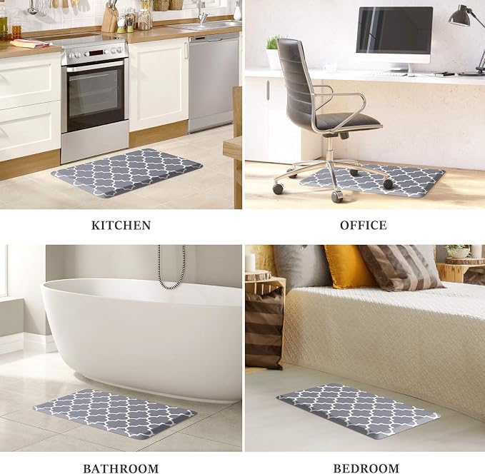 WISELIFE Kitchen Mat and Rugs Cushioned Anti-Fatigue,17.3"x 28",Non Slip Waterproof Ergonomic Comfort Mat for Kitchen, Floor Home, Office, Sink, Laundry, Grey