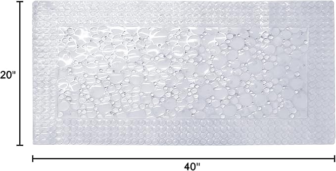 Trim to Fit Bathtub Mat Extra Long 20"x40" Non Slip with Suction Cups - Anti-Slip Shower Mat for Kids, Toddlers, and Seniors - Thick Bath Tub Mat with Multiple Drainage Holes, Clear