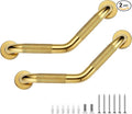 Grab Bars for Bathtubs and Showers- 1-1/4 x 16 Angled Shower Grab Bar for Seniors Knurled Stainless Steel Handicap Grab Bars for Wall (Gold, 2 Pack)