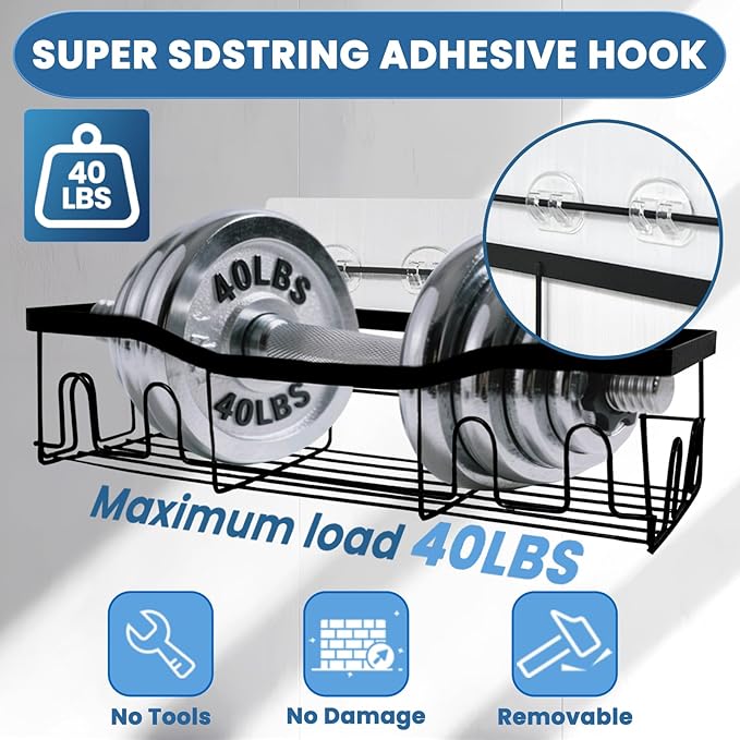 6 Pack Shower Caddy Adhesive Replacement, Shower Shelf Strong Adhesive Hooks, No Drilling, Transparent WaterProof Strips for Bathroom Shelves and Soap Holder