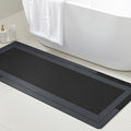 ACCUMTEK Non Slip Bath Mat, Thin Bathroom Rugs Fit Under Door, Quick Dry Bath Mats, Machine Washable Bath Rugs for Bathroom, Bathtub & Kitchen, Bathtub, Black/Bordered/48 x20