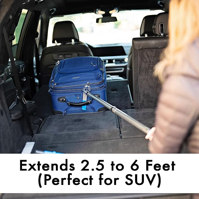 GRAB-IT 6 ft Truck Cargo Retriever | Heavy Duty Grabber Reach Tool - 110 Pound Pull | Includes Vehicle Debris and Snow Broom | Rust Resistant Aluminum and Stainless Steel (Pole, Hook & Broom)