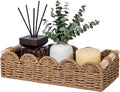 CubesLand Toilet Paper Storage Basket Organizer, Small Wicker Toilet Tank Top Decorative Baskets for Countertop, Handwoven Scalloped Basket w/handle for Home Decor, Living Room, Bedroom, Neutral