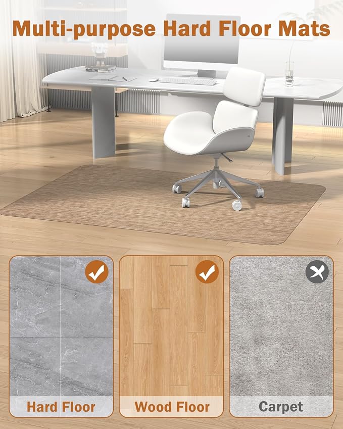 Blvornl Office Chair Mat for Hardwood Floor, 35.4"*47.2" Desk Computer Chair Mat for Hard Wood, Large Anti-Slip Hard Floor Protector Rolling Chair Mat, PVC Mat Desk Rug for Office and Home Red Brown