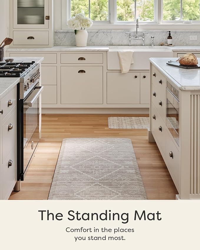 House of Noa Nama Standing Mat – Anti-Fatigue Kitchen Mats for Floor, Cushioned & Non-Slip Comfort Mat for Standing, Thick Foam Anti-Fatigue Mat for Kitchen & Workspaces, Ula Driftwood 22" x 72"