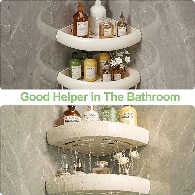 Shower Caddy Hanging, 2 Pack Never Rust Shower Organizer Hanging, Aluminum Shower Racks for Inside Shower with Hooks for Razor, Bathroom Organizers and Storage with Soap Holder, White