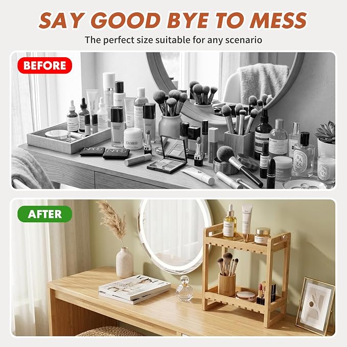 ShellKingdom Over The Toilet Storage Shelf, 2 Tier Toilet Paper Holder Stand Shelves, Punch-Free Bathroom Storage Rack, Small Space Organizers for Bathroom, Home, Countertop