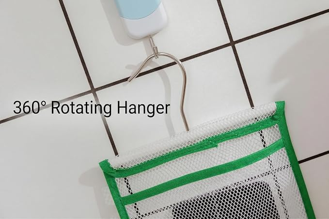 ALYER Narrow Mesh Fabric Shower Caddy Organizer with Hanger,Hanging Mesh Pockets for Shampoo, Conditioner, Soap and Body Wash (Blue)