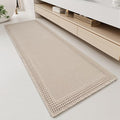 RESARE Waffle Bathroom Runner Rugs, Super Absorbent Bath Mat Non Slip Washable Quick Dry, Upgraded Ultra Soft Boho Bath Rugs with Tassels, Farmhouse Home Decor Accessories, 2'x6'(24"x72") Pale Beige