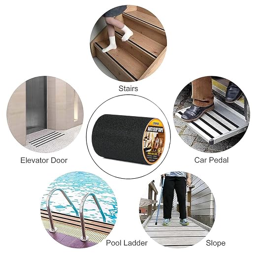 6in x 33Ft Anti Slip Tape,80 Grit Black Heavy Duty Anti Slip Safety Grip Tape, Waterproof, for Stairs Outdoor/Indoor,High Traction Stairs Non Skid Treads