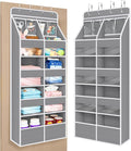 Univivi 5-Shelf Fabric Door Organizer Over Door Hanging Organizer with 8 Deep Pockets and 4 Small PVC Pockets Hanging Storage Organizers for Baby Nursery(Grey)