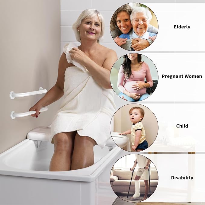 16 Inch Oil Rubbed White Shower Grab Bar w/Anti Slip Grip, ZUEXT Stainless Steel Bath Grab Bar,Bathroom Balance Bar, Wall Mount Safety Handrail Support, Handicap Injury Elderly Senior Assist Handle