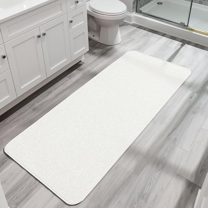 Bosap Bath Mat,Ultra Thin Bathroom Runner Rugs,Large Bath Mats for Bathroom,Quick Dry,Non-Slip,Machine Washable,Low Pile,Bath Rug,Shower Outside,Sink,Home Decor Accessories.Cream,3'x6'(36x72inch)