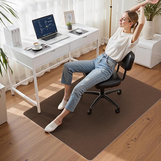 Sycoodeal Office Chair Mat for Hardwood Floor,Slip Resistant Floor Mat for Office Computer Gaming Chair,Heavy Duty Floor Protector for Rolling Chairs,Easy to Clean,Coffee(40"x55")
