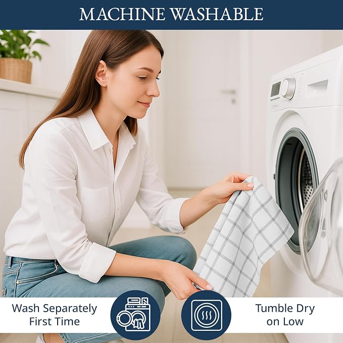 LANE LINEN Kitchen Towels & Dishcloths Set of 12-100% Cotton, Quick-Drying 18” x 28” Absorbent Dish & Tea Towels, Soft Hand Towels for Kitchen - Grey