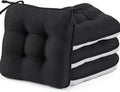 BETU Black Chair Cushions for Dining Chairs Set of 4,3.5" Thick Kitchen Table Chair Pads with Ties,Non Slip Backing and Covers,Seat Cushion for Dining Room,Bar,Patio Chairs,15.5"X15.5"X3.5",Black
